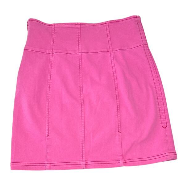 Free People Womens‎ Mini Skirt Size 8 Pink Front Slit Side Zip Closure NWOT - Picture 2 of 9